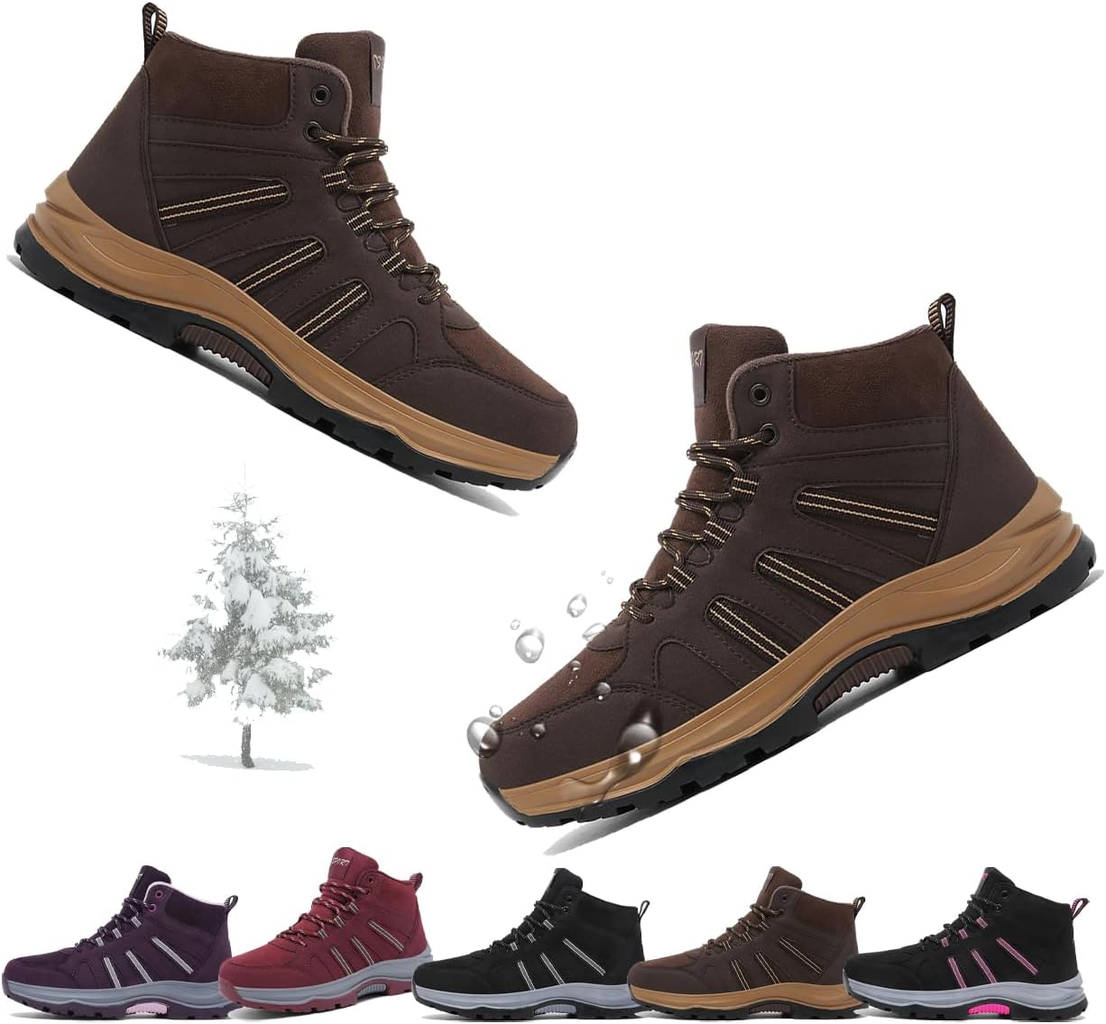 Зимние сапоги для мужчин - зимние сапоги для женщин с теплым мехом, водонепроницаемые, походные, противоскользящие ботинки, ботинки для активного отдыха и треккинга Generic, коричневый
Зимние сапоги для мужчин - зимние сапоги для женщин с теплым мехом, водонепроницаемые, походные, противоскользящие ботинки, ботинки для активного отдыха и треккинга Generic, коричневый