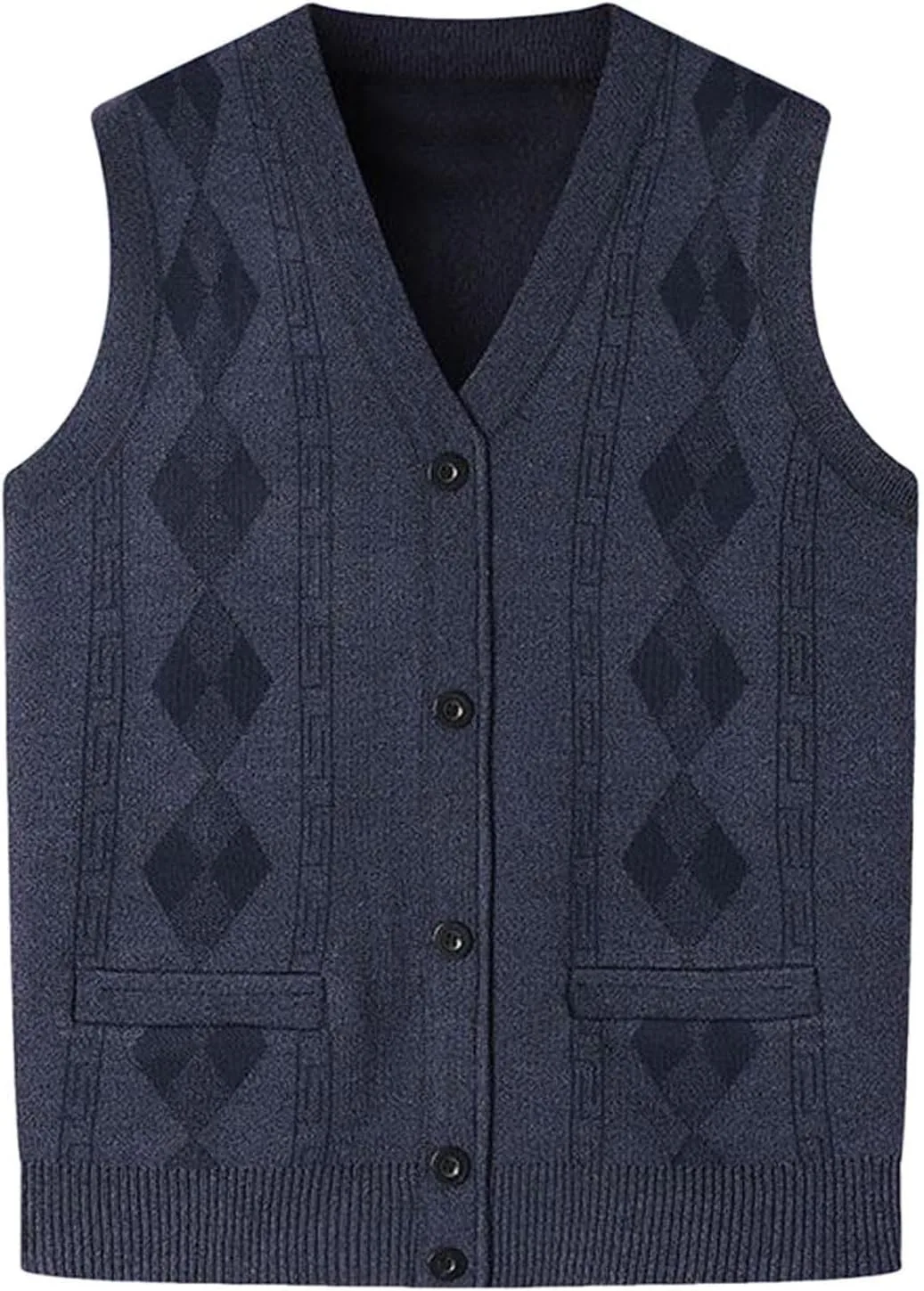 Мужской кардиган с узором аргайл, V-образный вырез, без рукавов
Мужской кардиган с узором аргайл, V-образный вырез, без рукавов