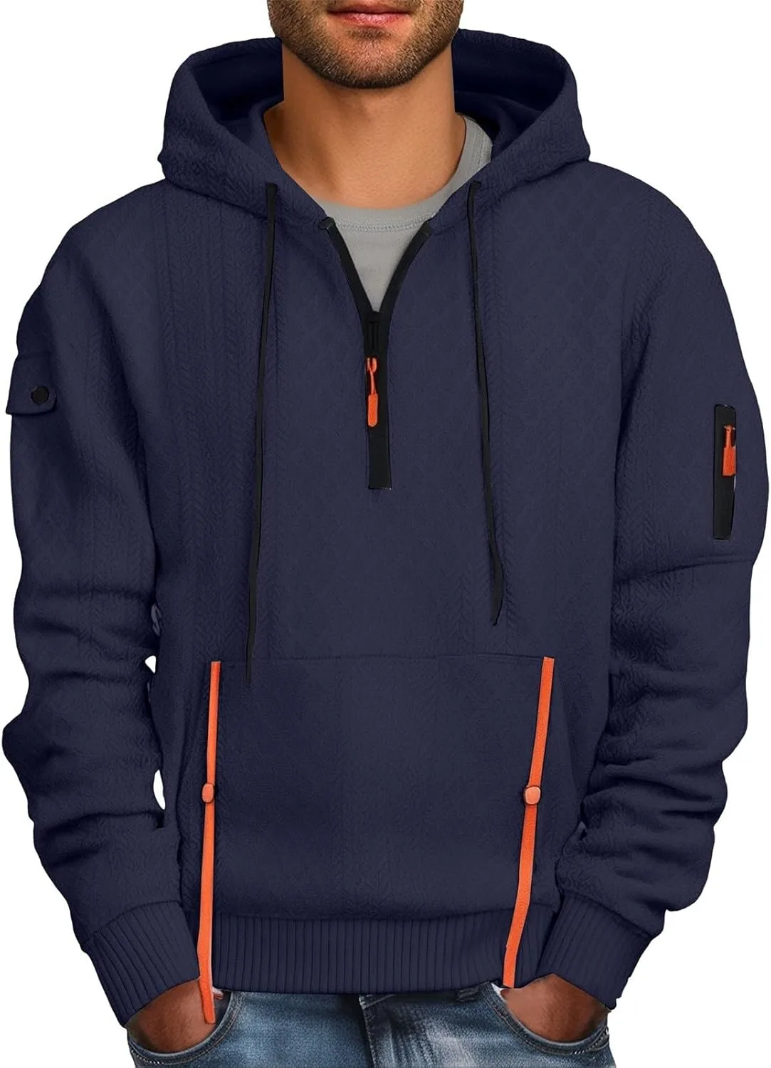 Мужская флисовая худи с капюшоном и карманом-кенгуру
Мужская флисовая худи с капюшоном и карманом-кенгуру