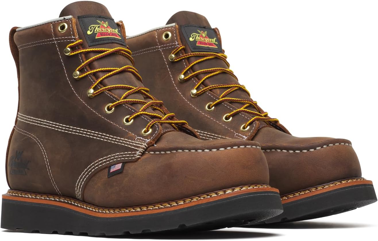 Мужские ботинки Thorogood American Heritage 6 Steel Safety Moc Toe - черные, с клиновидной подошвой MAXWear, из цельнозернистой кожи, с амортизирующей стелькой
Мужские ботинки Thorogood American Heritage 6 Steel Safety Moc Toe - черные, с клиновидной подошвой MAXWear, из цельнозернистой кожи, с амортизирующей стелькой