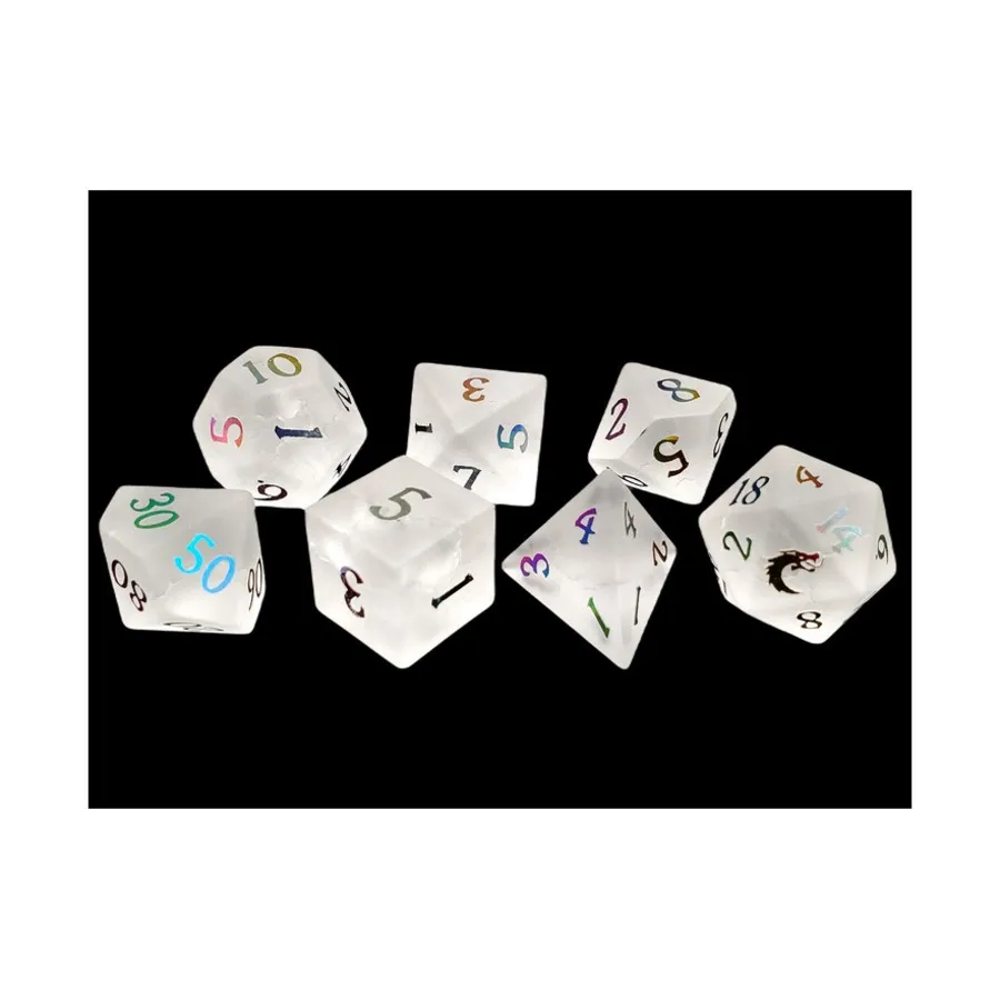 Набор Poly — матовое стекло, лунный камень со спектром (7), Gemstone Dice (Old School Dice & Accessories)
Набор Poly — матовое стекло, лунный камень со спектром (7), Gemstone Dice (Old School Dice & Accessories)