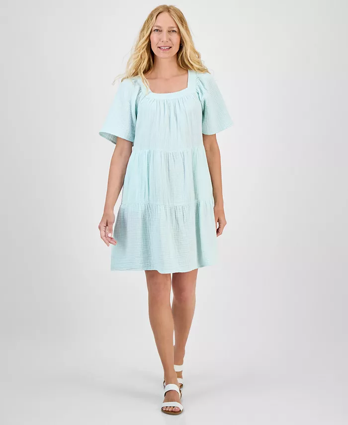 Маленькое платье с квадратным вырезом и короткими рукавами в ярусном крое Style & Co, зеленый
Маленькое платье с квадратным вырезом и короткими рукавами в ярусном крое Style & Co, зеленый