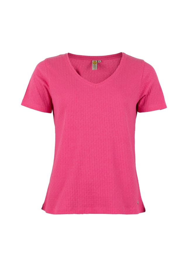 Футболка ажурная с ребристым узором и V-образным вырезом Roadsign Australia, розовый 
Футболка ажурная с ребристым узором и V-образным вырезом Roadsign Australia, розовый