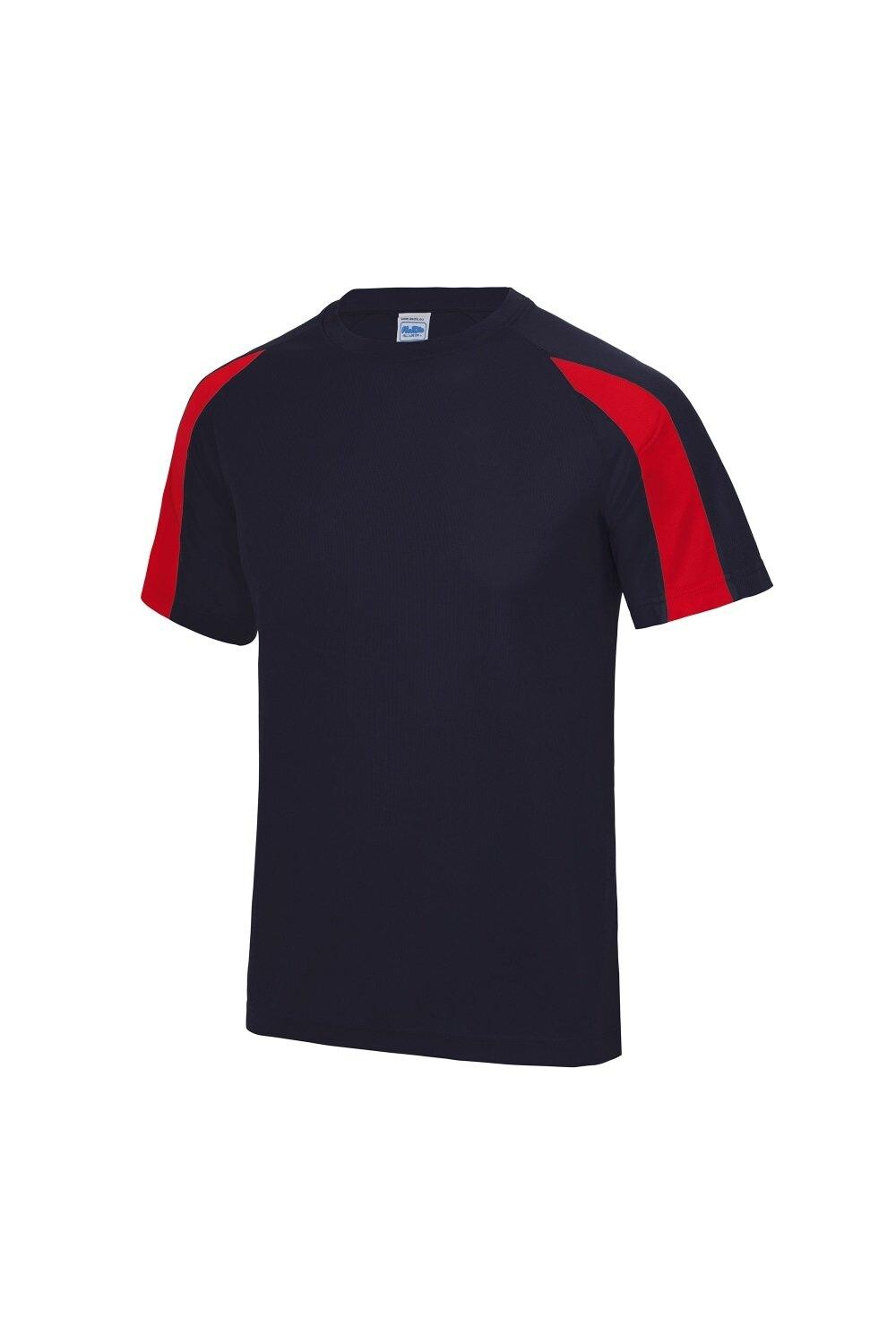 Простая спортивная футболка с контрастным принтом Just Cool, темно-синий 
Простая спортивная футболка с контрастным принтом Just Cool, темно-синий