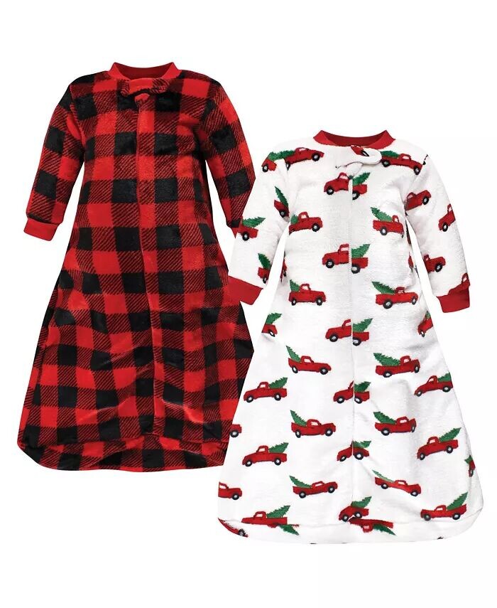 Спальный мешок унисекс для маленьких мальчиков Baby h с длинными рукавами, мешок, носимое одеяло, рождественская елка-грузовик, 0–9 месяцев Hudson Baby, красный