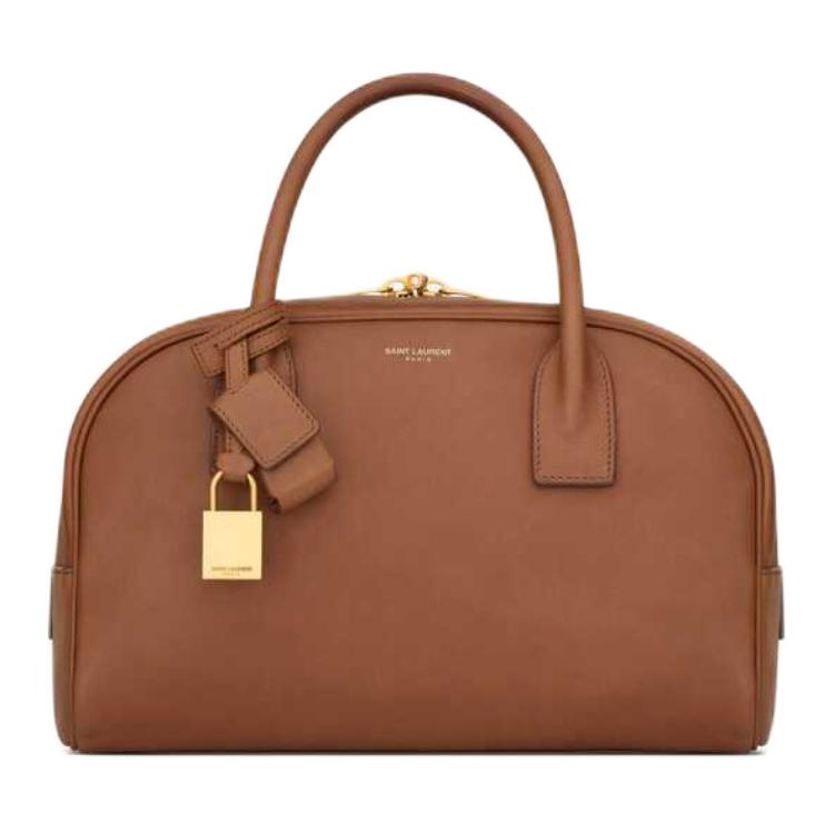 SAINT LAURENT Сумка SAC DE JOUR из телячьей кожи бостонская маленькая женская через плечо карамельно-коричневая