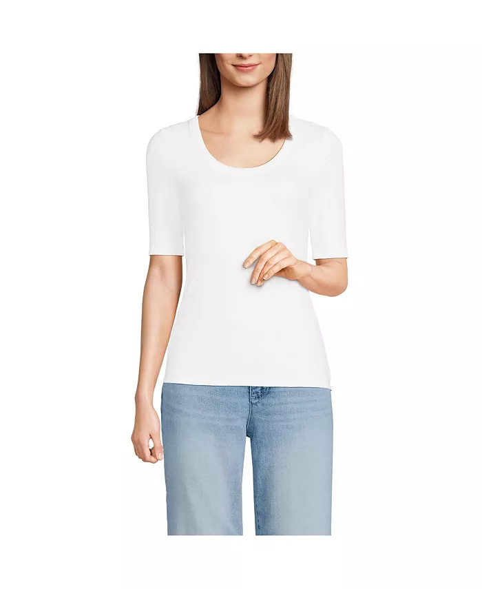 Женская футболка с драпировкой, облегающая, с рукавом 3/4 и круглым вырезом Lands' End, белый
Женская футболка с драпировкой, облегающая, с рукавом 3/4 и круглым вырезом Lands' End, белый