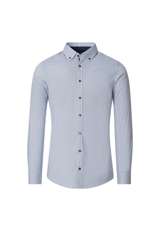 Рубашка с принтом в деловом стиле облегающая фигуру Venti, синий 
Рубашка с принтом в деловом стиле облегающая фигуру Venti, синий