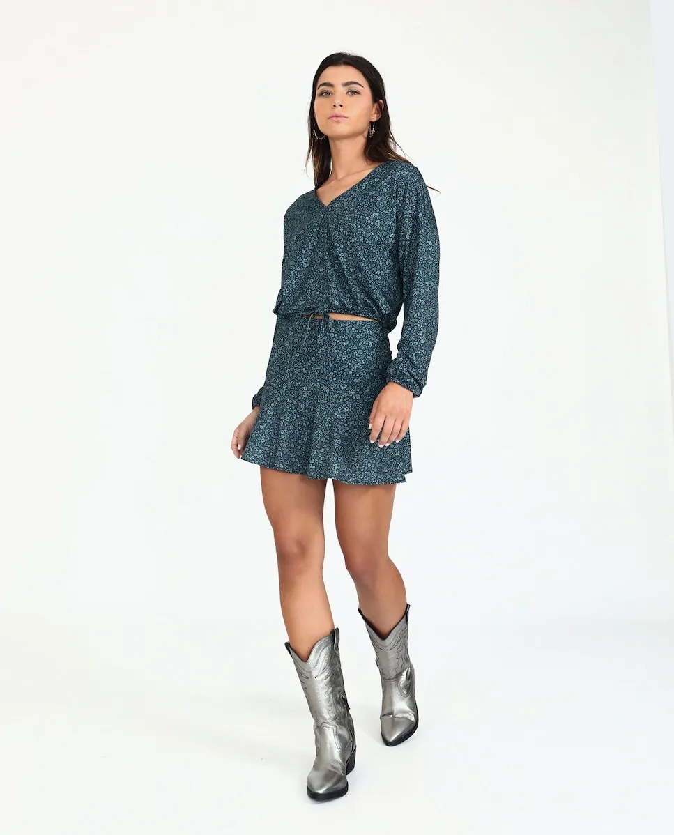 Короткая юбка с цветочным принтом The-Are, зеленый 
Короткая юбка с цветочным принтом The-Are, зеленый