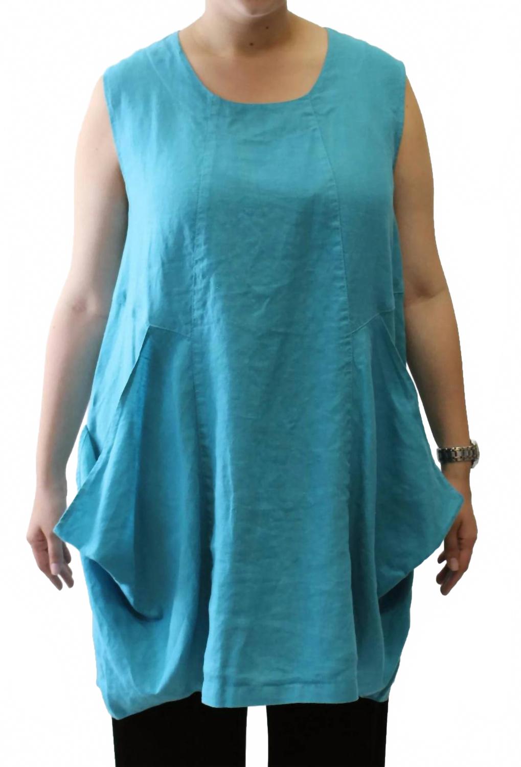 Mosaic Льняная блузка большого размера с карманами, бирюзового цвета
Mosaic Льняная блузка большого размера с карманами, бирюзового цвета