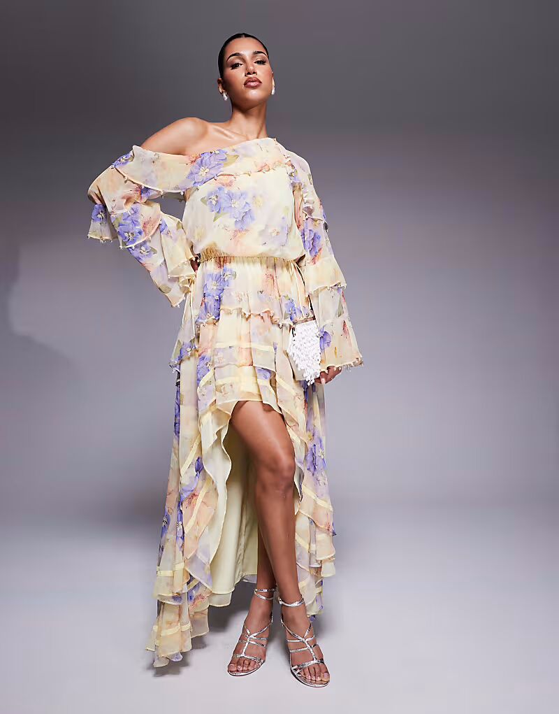 Платье макси из шифона с отделкой из жемчуга и цветочным принтом цвета сливочного масла Asos Luxe
Платье макси из шифона с отделкой из жемчуга и цветочным принтом цвета сливочного масла Asos Luxe