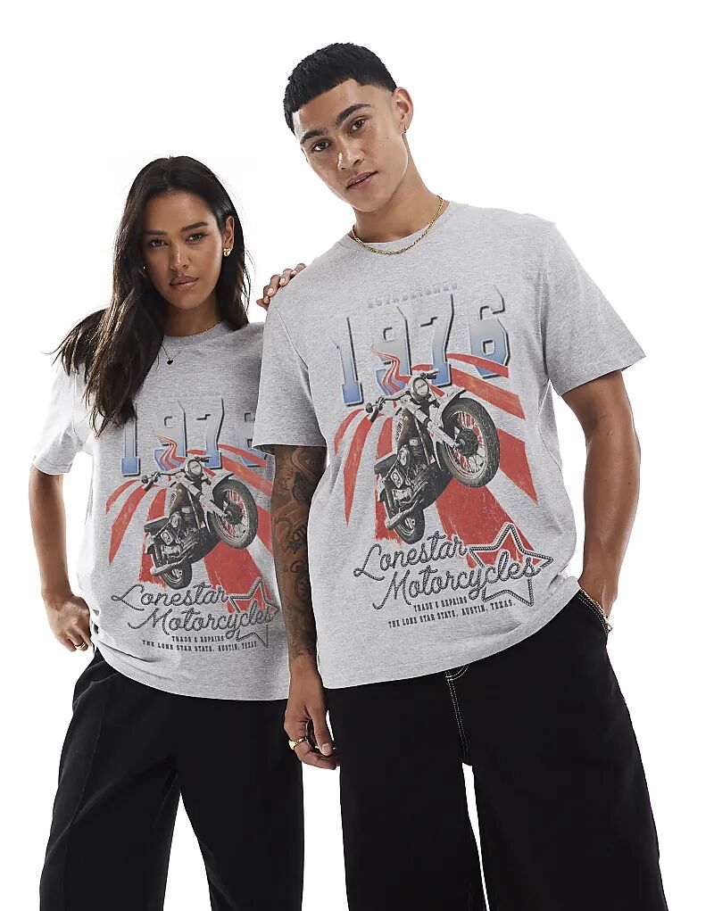 Футболка свободного кроя с принтом мотоцикла спереди Lonestar в спортивном сером цвете PRNT
Футболка свободного кроя с принтом мотоцикла спереди Lonestar в спортивном сером цвете PRNT