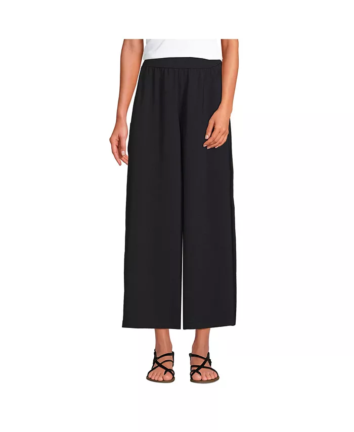 Женские укороченные брюки-палаццо без складок с высокой талией Lands' End, черный
Женские укороченные брюки-палаццо без складок с высокой талией Lands' End, черный