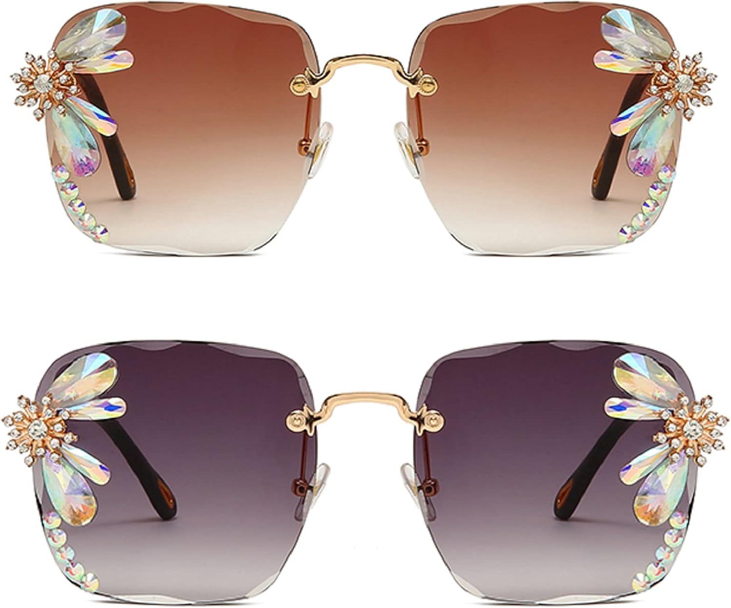 Винтажные солнцезащитные очки без оправы с квадратными линзами, украшенные стразами, в стиле ретро, роскошные солнцезащитные очки с бриллиантами, идеально подходящие для вечеринок mincl, 2pcs-brown&gray
Винтажные солнцезащитные очки без оправы с квадратными линзами, украшенные стразами, в стиле ретро, роскошные солнцезащитные очки с бриллиантами, идеально подходящие для вечеринок mincl, 2pcs-brown&gray