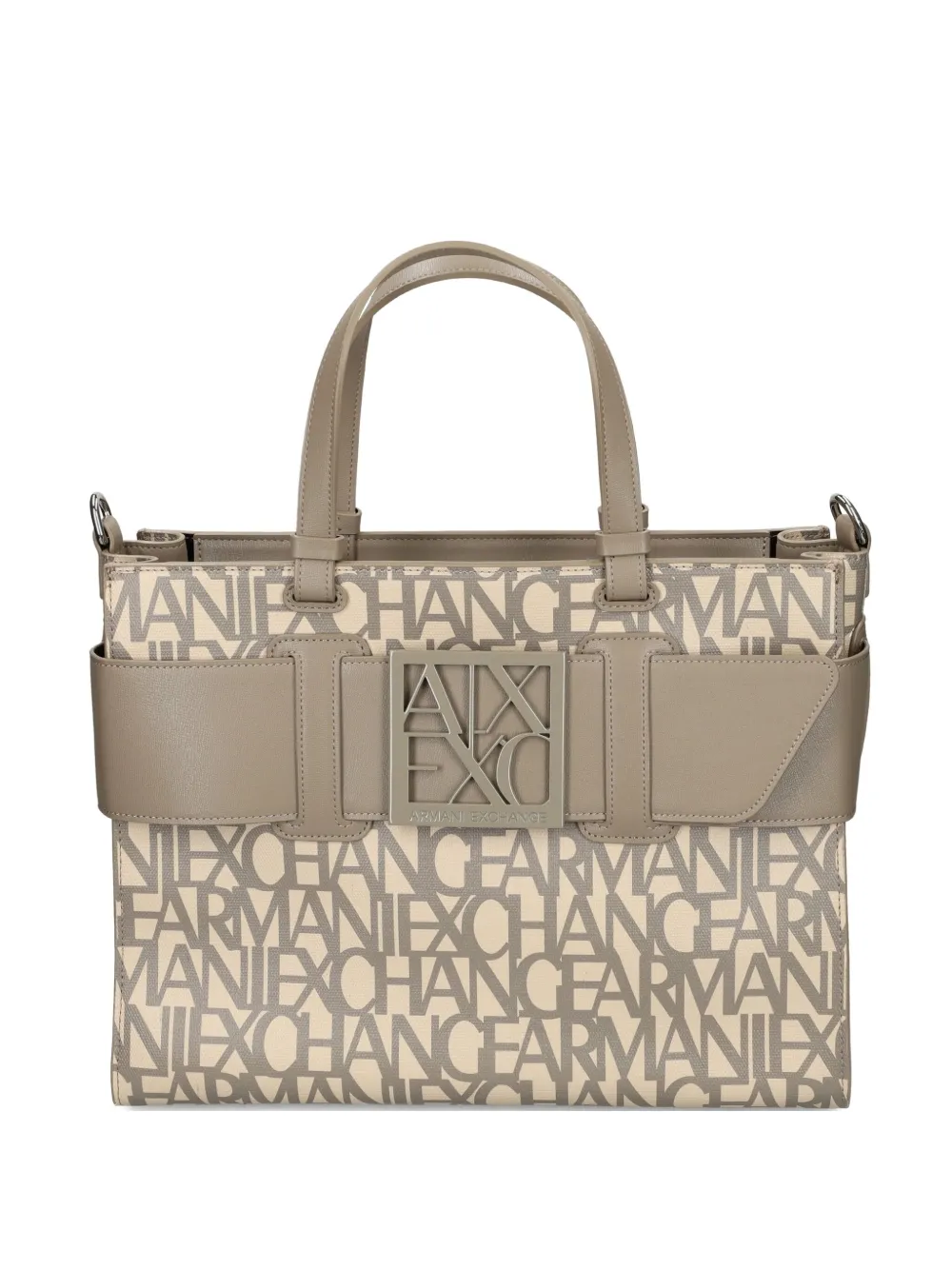 Сумка-тоут с пряжкой и логотипом Armani Exchange, коричневый 
Сумка-тоут с пряжкой и логотипом Armani Exchange, коричневый