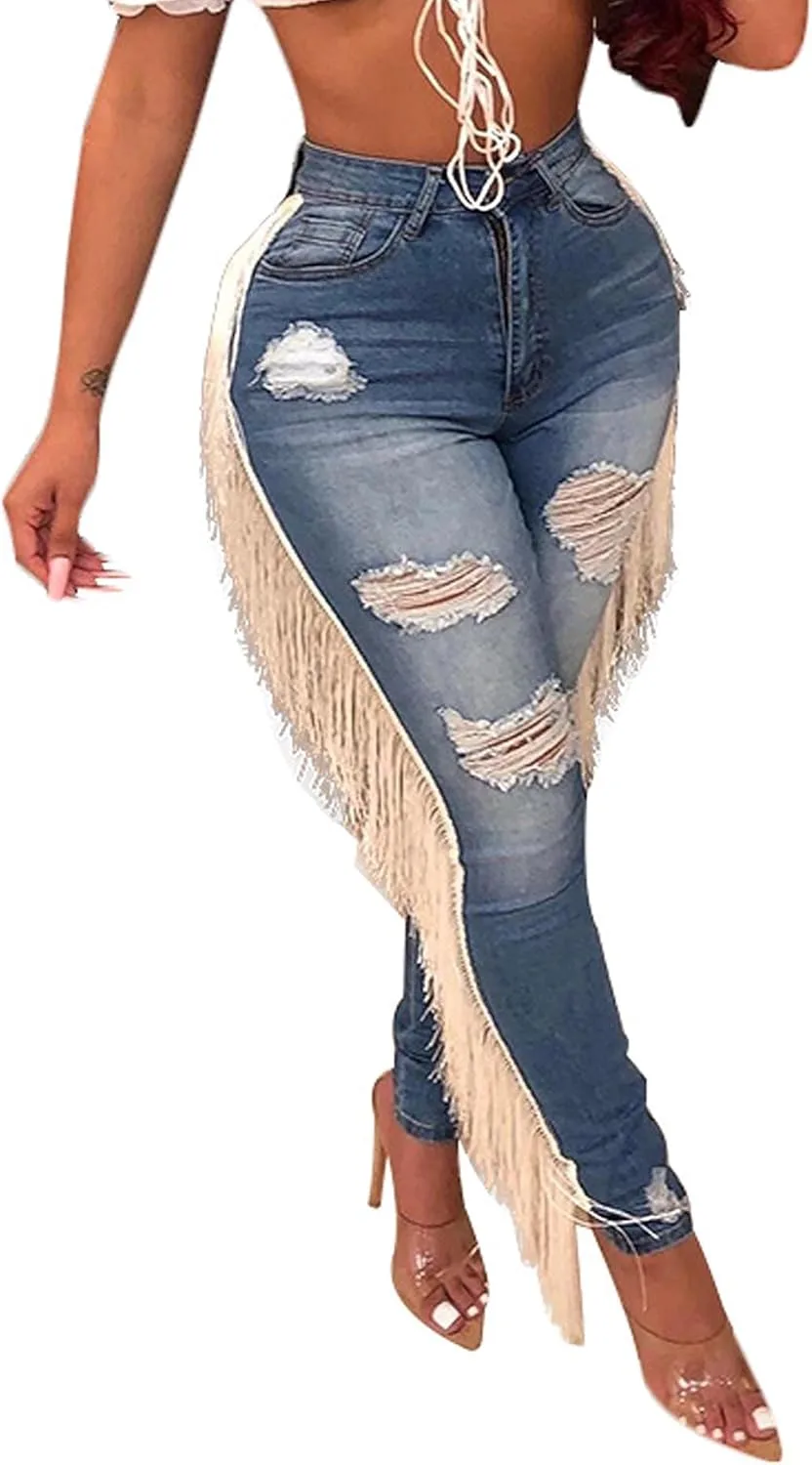 Женские джинсы с высокой талией, зауженные, с потертостями и бахромой BERTHYFAI
Женские джинсы с высокой талией, зауженные, с потертостями и бахромой BERTHYFAI