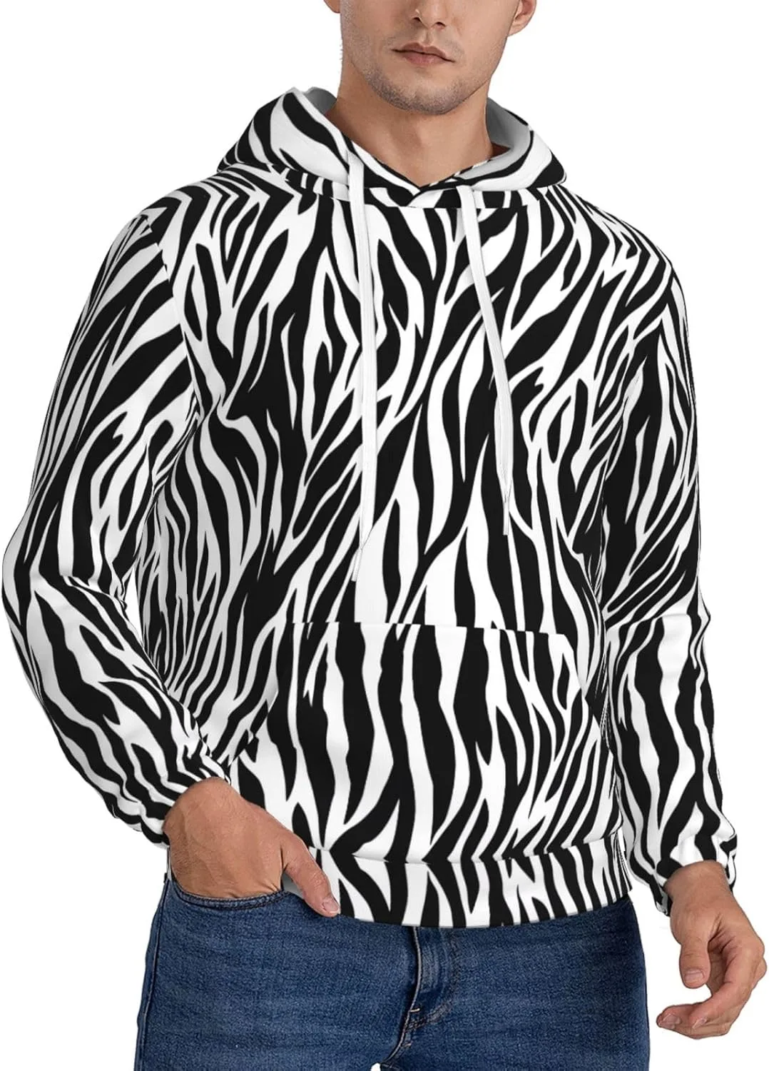 Мужская флисовая худи с капюшоном — модный принт Zebra Print SSYGHT
Мужская флисовая худи с капюшоном — модный принт Zebra Print SSYGHT