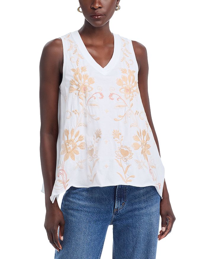 Вышитый топ Johnny Was, белый 
Вышитый топ Johnny Was, белый