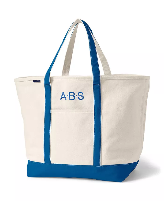 Очень большая натуральная холщовая сумка-шоппер с 5 карманами и открытым верхом Lands' End, белый