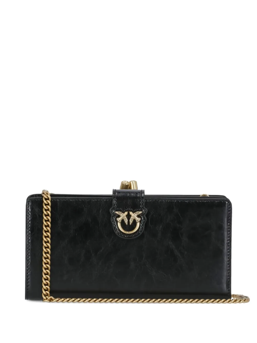 Кожаный кошелек с застежкой-рамкой PINKO, черный
Кожаный кошелек с застежкой-рамкой PINKO, черный