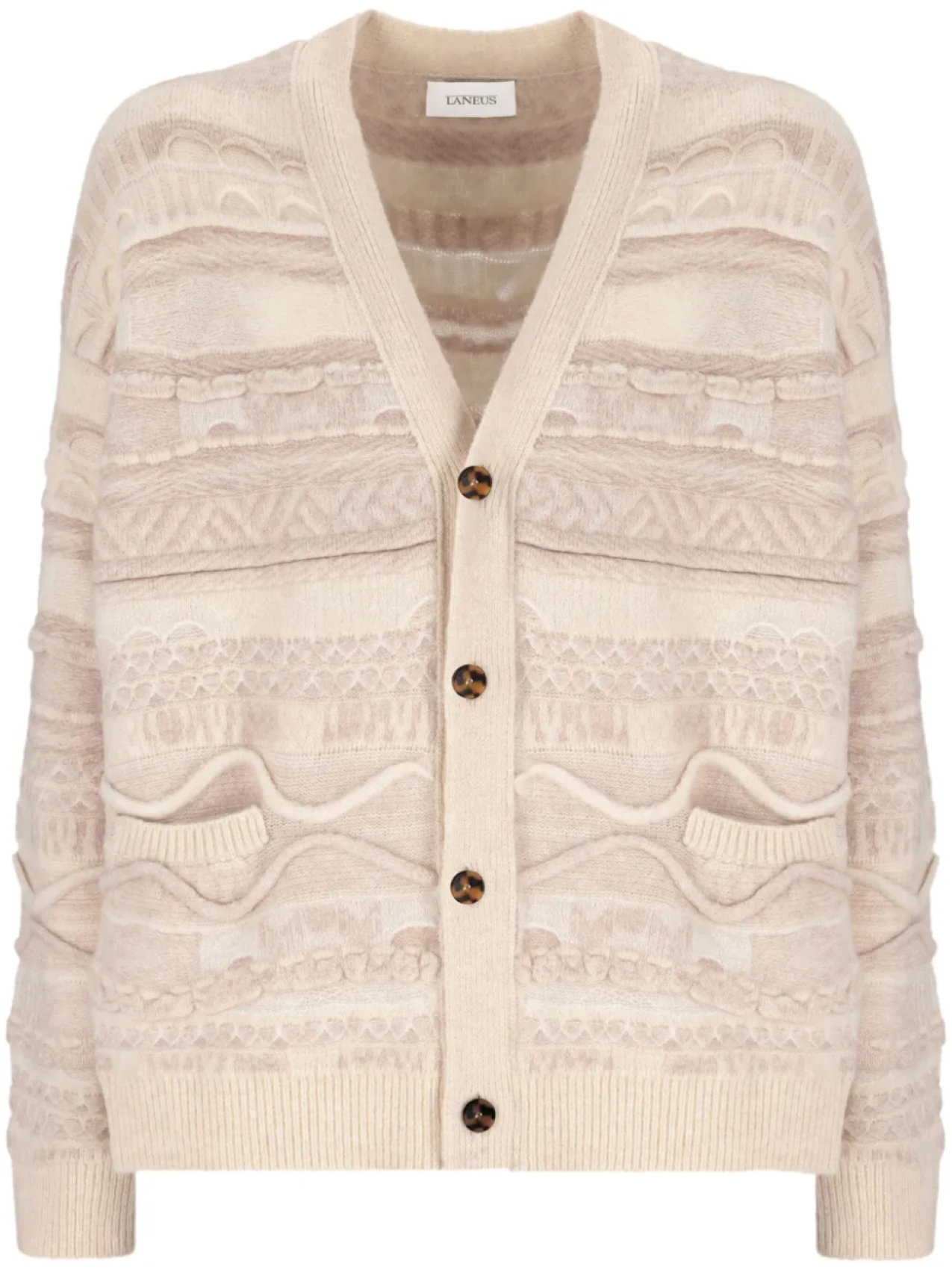 Laneus кардиган вязки интарсия с узором, нейтральный
Laneus кардиган вязки интарсия с узором, нейтральный