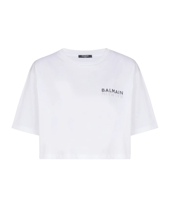 Короткая футболка с принтом Balmain, белый
Короткая футболка с принтом Balmain, белый