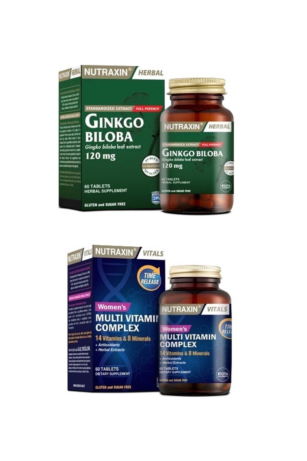 Nutraxin Гинкго билоба 60 таблеток + поливитаминный и минеральный комплекс для женщин 60 таблеток
Nutraxin Гинкго билоба 60 таблеток + поливитаминный и минеральный комплекс для женщин 60 таблеток