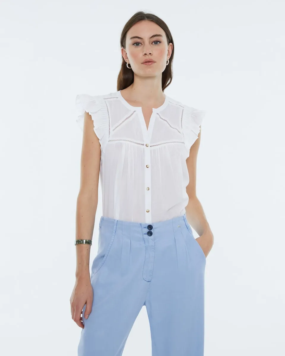 Женская рубашка без рукавов с воротником-стойкой Andam, белый
Женская рубашка без рукавов с воротником-стойкой Andam, белый