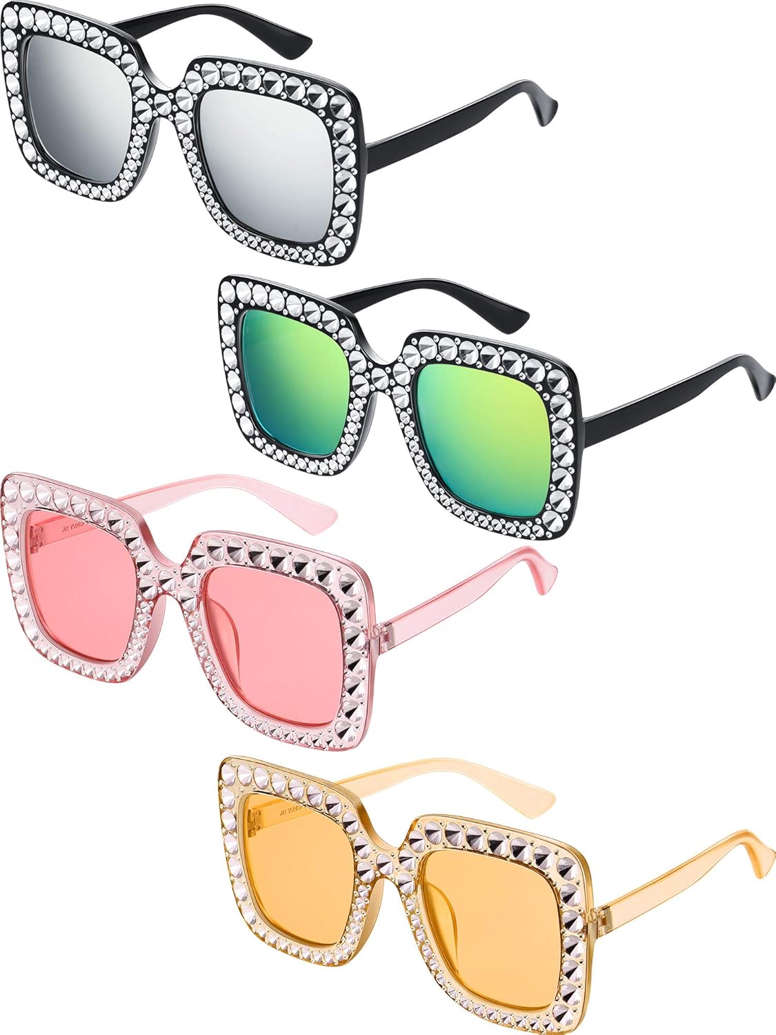 Frienda 4 шт. Ретро-диско солнцезащитные очки для женщин со стразами, большие солнцезащитные очки с блестками, аксессуары в стиле диско 70-х, Pink, Clear Pink, Clear Tawny, White
Frienda 4 шт. Ретро-диско солнцезащитные очки для женщин со стразами, большие солнцезащитные очки с блестками, аксессуары в стиле диско 70-х, Pink, Clear Pink, Clear Tawny, White