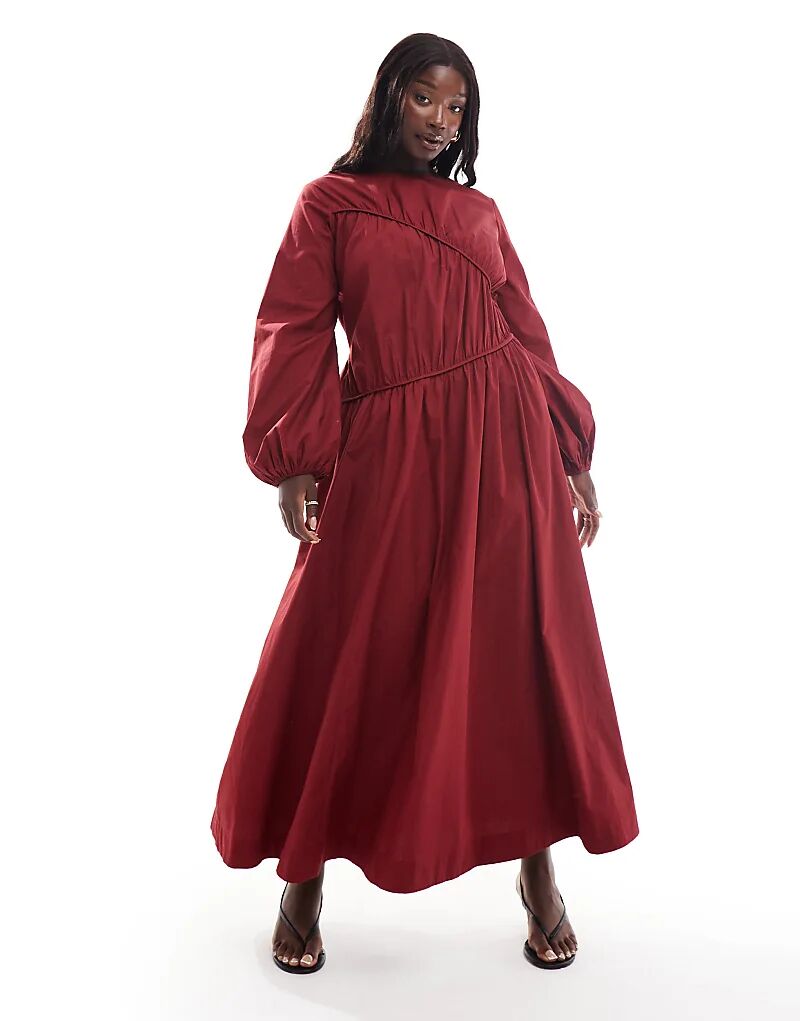Асимметричное платье макси с рюшами бордового цвета ASOS
Асимметричное платье макси с рюшами бордового цвета ASOS