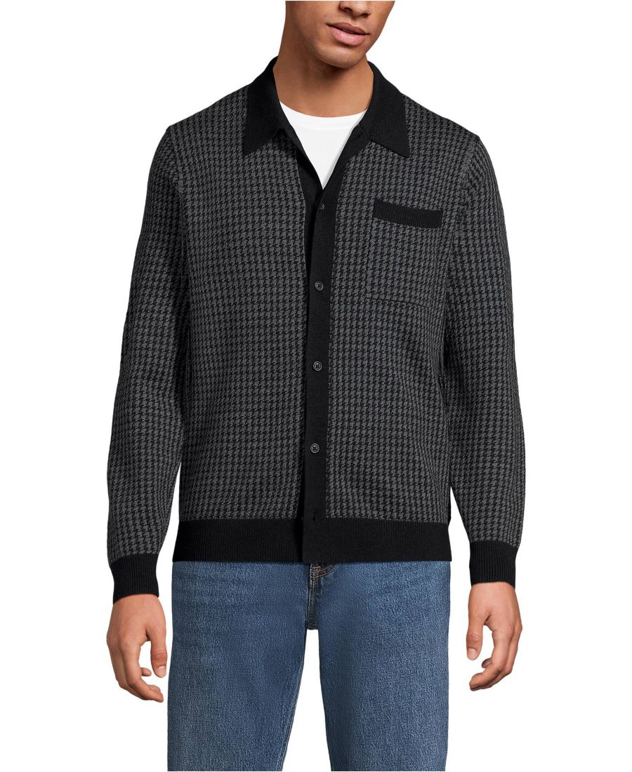 Мужская моющаяся свитер-поло из мериносовой шерсти с длинным рукавом и застежкой на пуговицы Lands' End, Coal heather houndstooth
Мужская моющаяся свитер-поло из мериносовой шерсти с длинным рукавом и застежкой на пуговицы Lands' End, Coal heather houndstooth