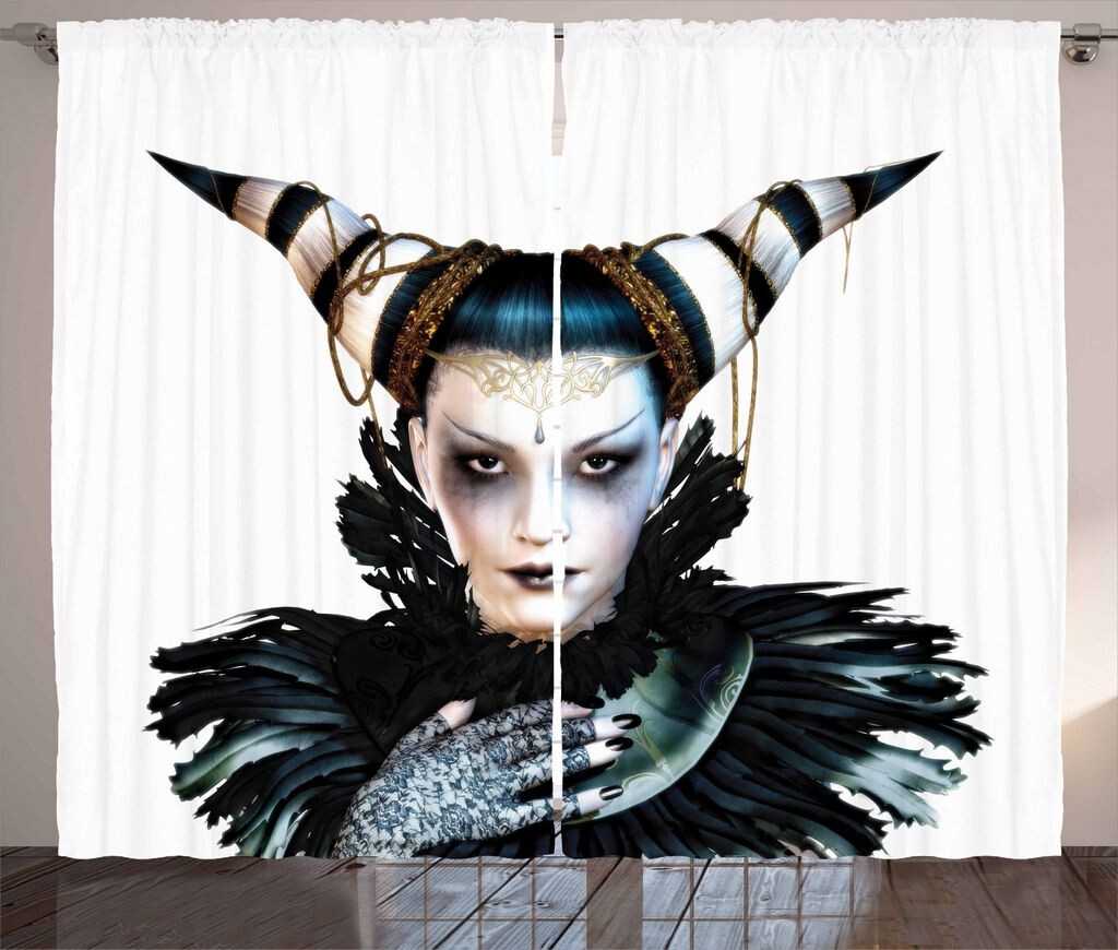 Занавеска ABAKUHAUS Fantasy в деревенском стиле, готические женские рога для волос, ленточная занавеска с рюшами для спальни, петлями и крючками, 280 x 225 см, белый черный
Занавеска ABAKUHAUS Fantasy в деревенском стиле, готические женские рога для волос, ленточная занавеска с рюшами для спальни, петлями и крючками, 280 x 225 см, белый черный