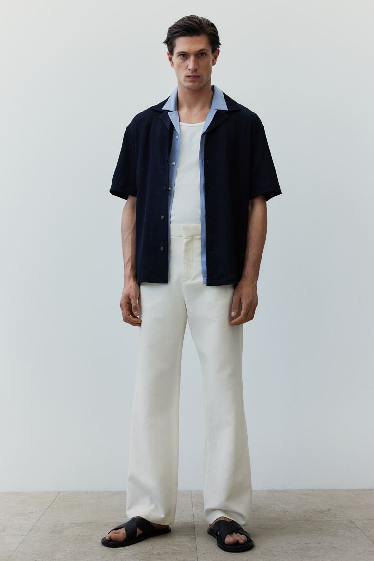 Брюки-Клеш из смесового льна обычного кроя H&M, белый
Брюки-Клеш из смесового льна обычного кроя H&M, белый