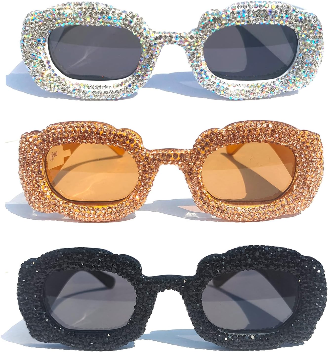 Willochra Модные квадратные солнцезащитные очки со стразами для женщин, блестящие, модные, с кристаллами, для вечеринок, сверкающие, с бриллиантами, женские, 3pcs-black&brown&white
Willochra Модные квадратные солнцезащитные очки со стразами для женщин, блестящие, модные, с кристаллами, для вечеринок, сверкающие, с бриллиантами, женские, 3pcs-black&brown&white