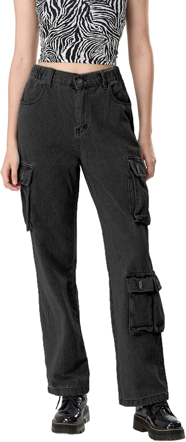 Женские карго джинсы с эластичным поясом и прямыми широкими штанинами MBZJSDKHLK
Женские карго джинсы с эластичным поясом и прямыми широкими штанинами MBZJSDKHLK