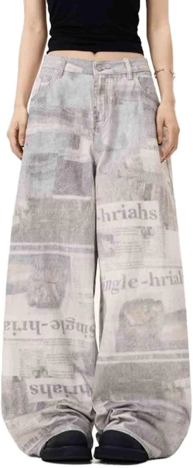 Женские джинсы с принтом газеты, широкие и стройнящие CBDAO
Женские джинсы с принтом газеты, широкие и стройнящие CBDAO