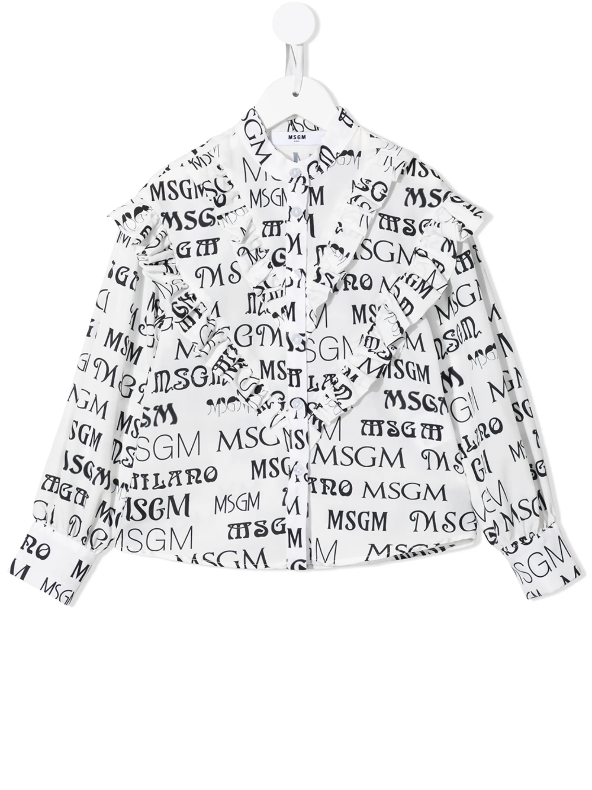 Рубашка с оборками и логотипом Msgm Kids, белый
Рубашка с оборками и логотипом Msgm Kids, белый