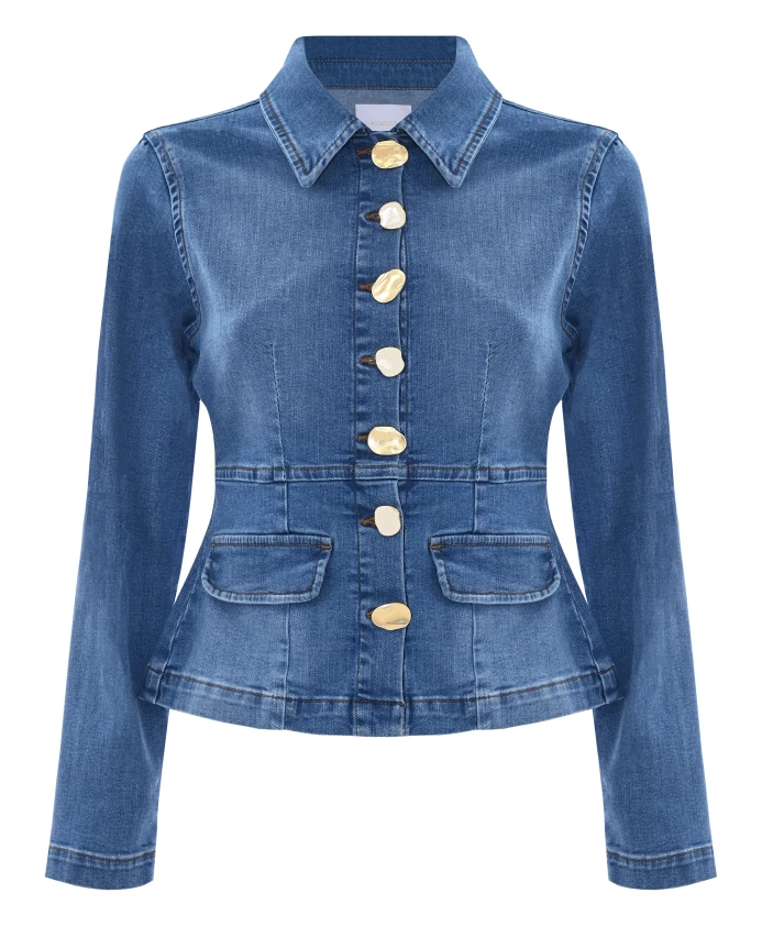 Джинсовая куртка-клеш, ориентированная на будущее. Kocca, синий
Джинсовая куртка-клеш, ориентированная на будущее. Kocca, синий