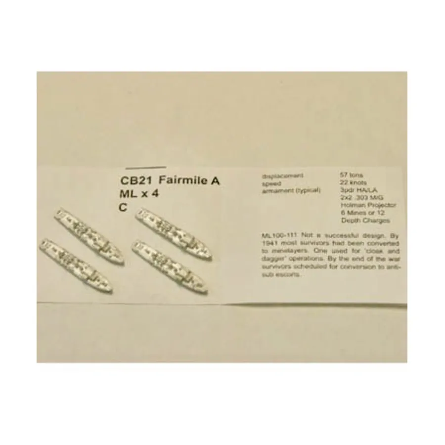 Фэйрмейл А ML, Figurehead Ships - WWII Coastal Forces - British (1:1250) (Noble Miniatures)
Фэйрмейл А ML, Figurehead Ships - WWII Coastal Forces - British (1:1250) (Noble Miniatures)