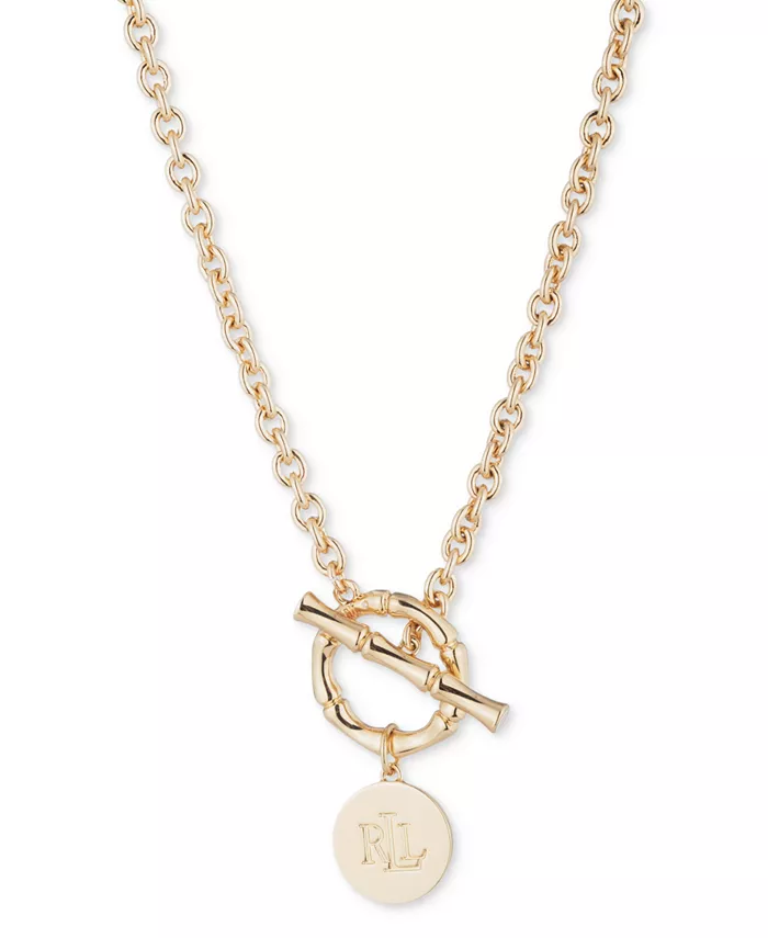 Ожерелье с подвеской-тогл в стиле бамбука, золотистого цвета, с логотипом-диском, 16 дюймов Lauren Ralph Lauren, золотой
Ожерелье с подвеской-тогл в стиле бамбука, золотистого цвета, с логотипом-диском, 16 дюймов Lauren Ralph Lauren, золотой