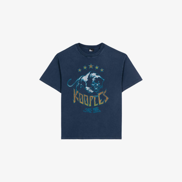 Футболка хлопковая The Kooples с коротким рукавом и графическим принтом, синий 
Футболка хлопковая The Kooples с коротким рукавом и графическим принтом, синий