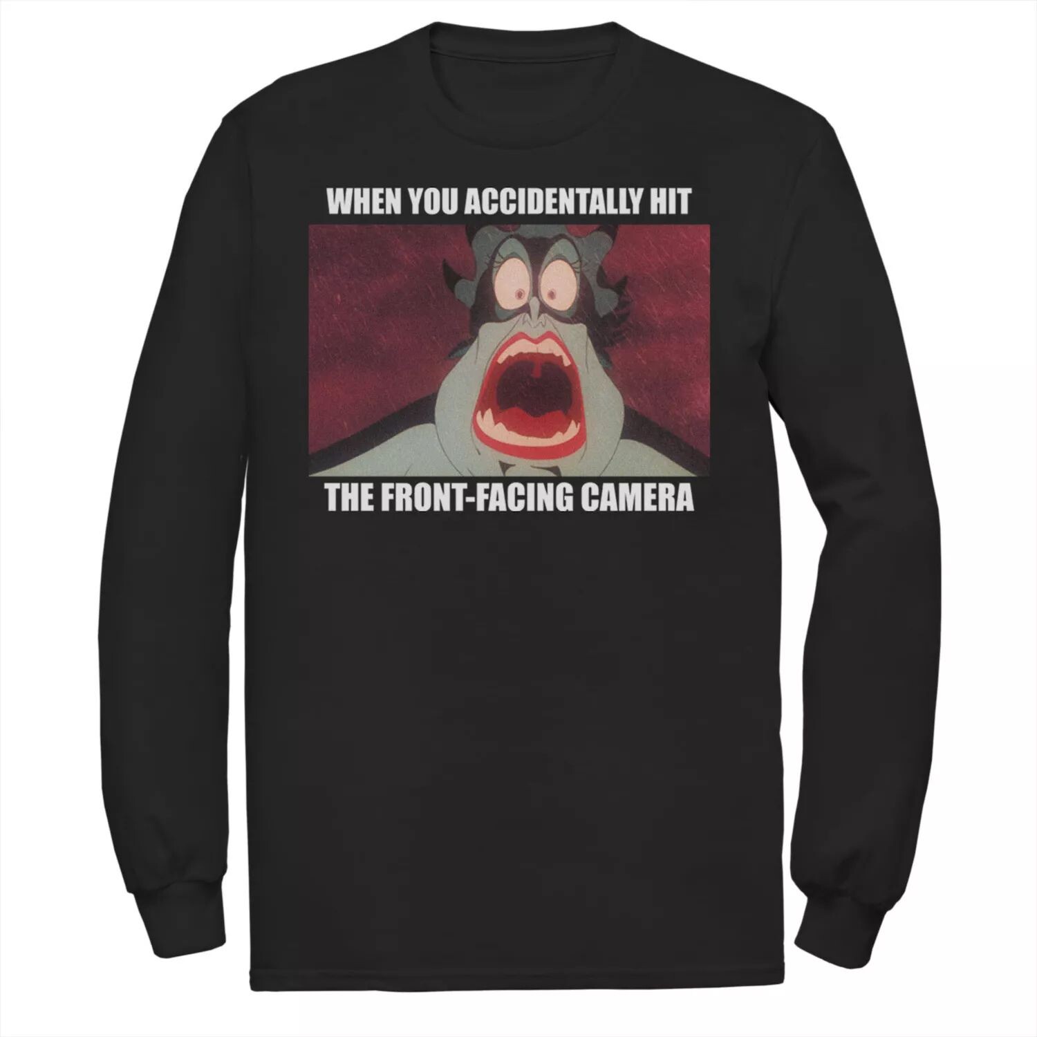 Мужская футболка с длинными рукавами и изображением Русалочки Диснея Урсулы с фронтальной камерой и мемом Disney
Мужская футболка с длинными рукавами и изображением Русалочки Диснея Урсулы с фронтальной камерой и мемом Disney