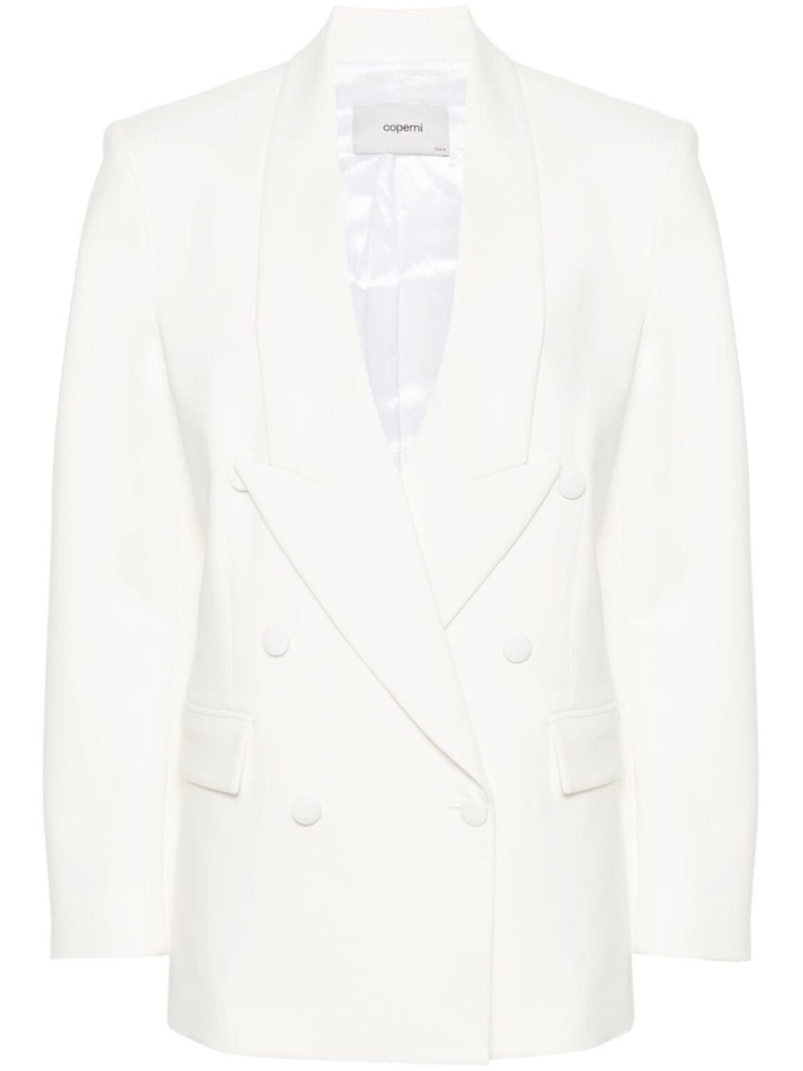 Coperni двубортный пиджак строгого кроя, белый
Coperni двубортный пиджак строгого кроя, белый