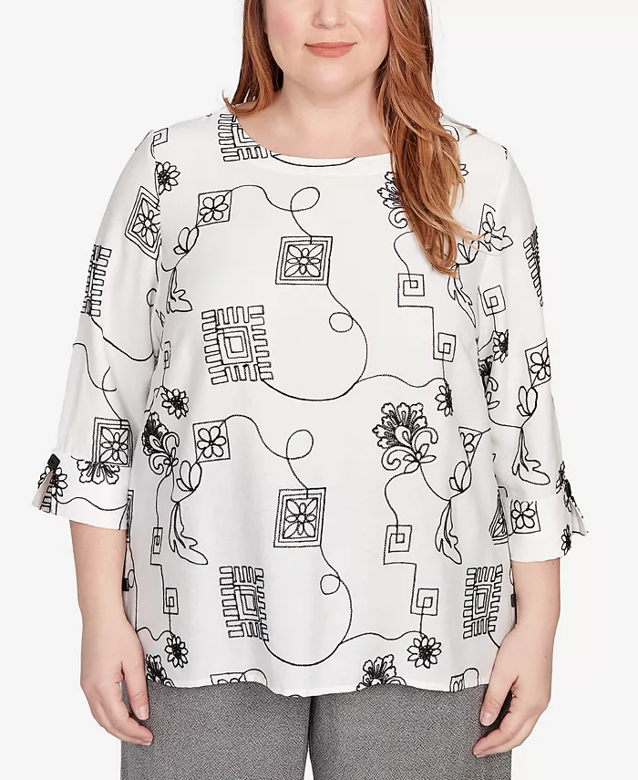 Топ больших размеров Santa Barbara с геометрическим цветочным узором и вышивкой в сутажном стиле Alfred Dunner, слоновая кость/кремовый
Топ больших размеров Santa Barbara с геометрическим цветочным узором и вышивкой в сутажном стиле Alfred Dunner, слоновая кость/кремовый