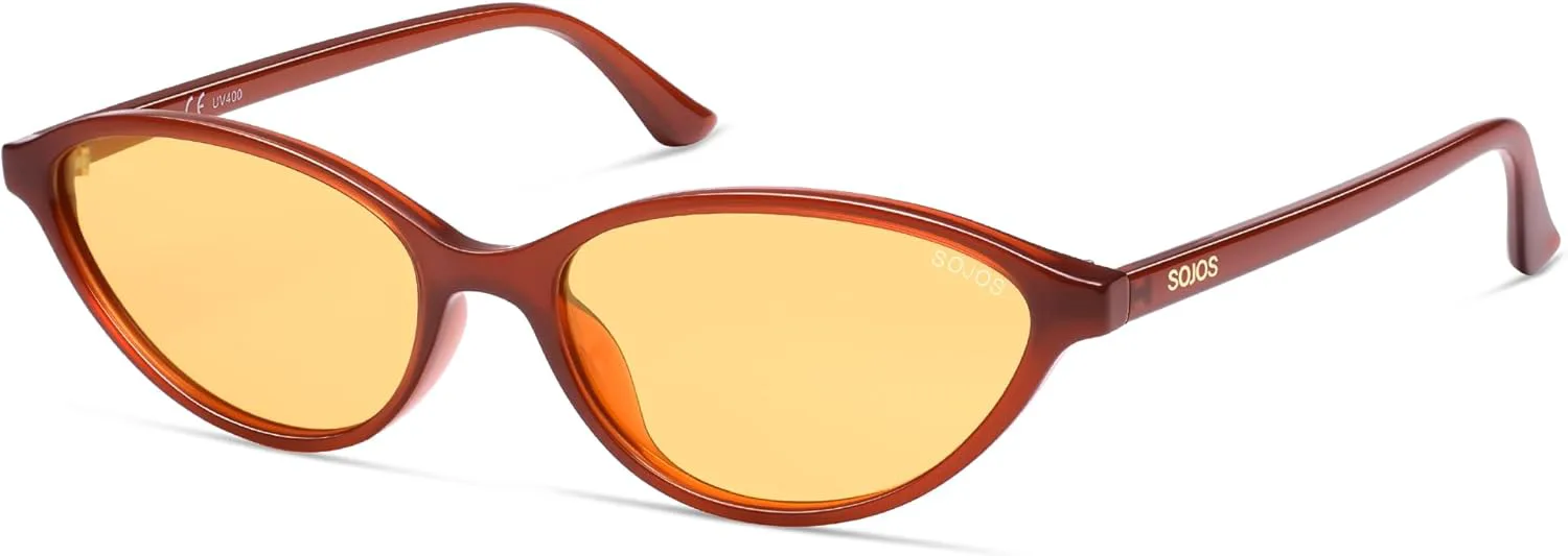 SOJOS Модные поляризованные овальные солнцезащитные очки для женщин в стиле ретро-шик 90-х, легкие солнцезащитные очки SJ2656, Milky Brown Frame Orange Lens
SOJOS Модные поляризованные овальные солнцезащитные очки для женщин в стиле ретро-шик 90-х, легкие солнцезащитные очки SJ2656, Milky Brown Frame Orange Lens
