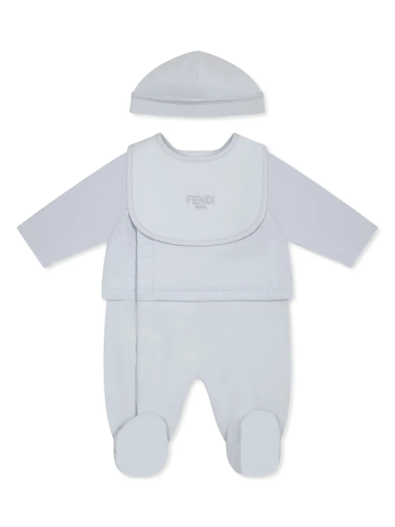 Комплект для новорожденного с вышитым логотипом Fendi Kids, синий
Комплект для новорожденного с вышитым логотипом Fendi Kids, синий