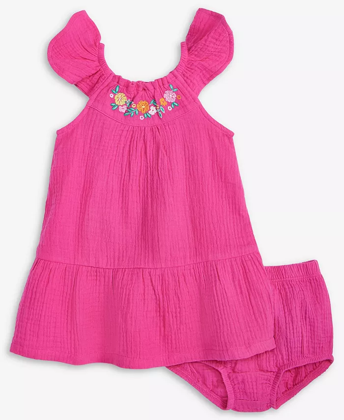 Комплект для девочек: платье и шортики из хлопкового трикотажа и марли, 2 предмета First Impressions, розовый
Комплект для девочек: платье и шортики из хлопкового трикотажа и марли, 2 предмета First Impressions, розовый