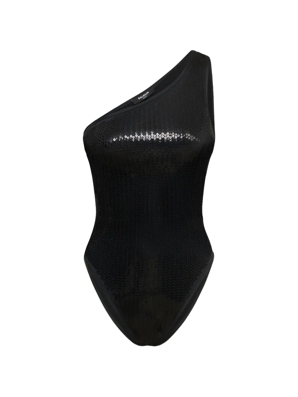 Купальник на одно плечо с пайетками Balmain, черный
Купальник на одно плечо с пайетками Balmain, черный