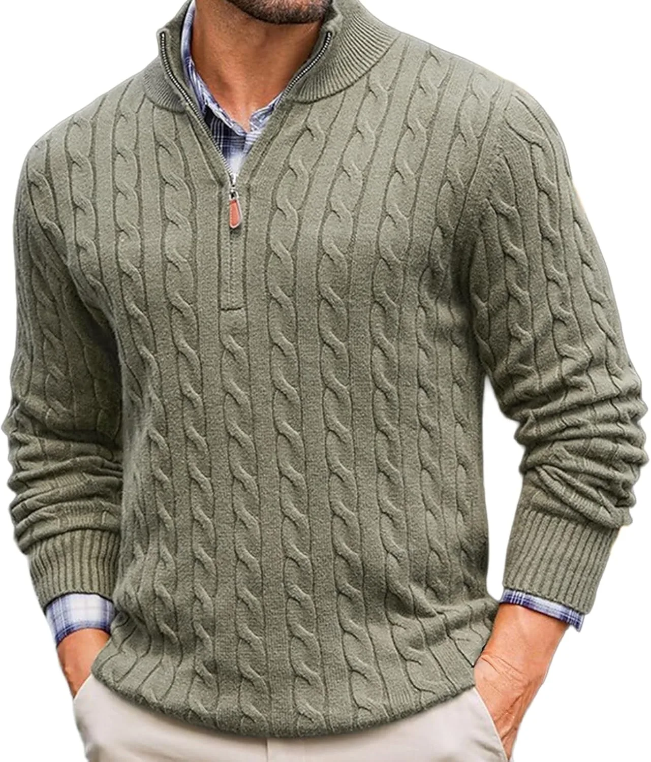 Мужской свитер с воротником-хомутом и кабельной вязкой
Мужской свитер с воротником-хомутом и кабельной вязкой