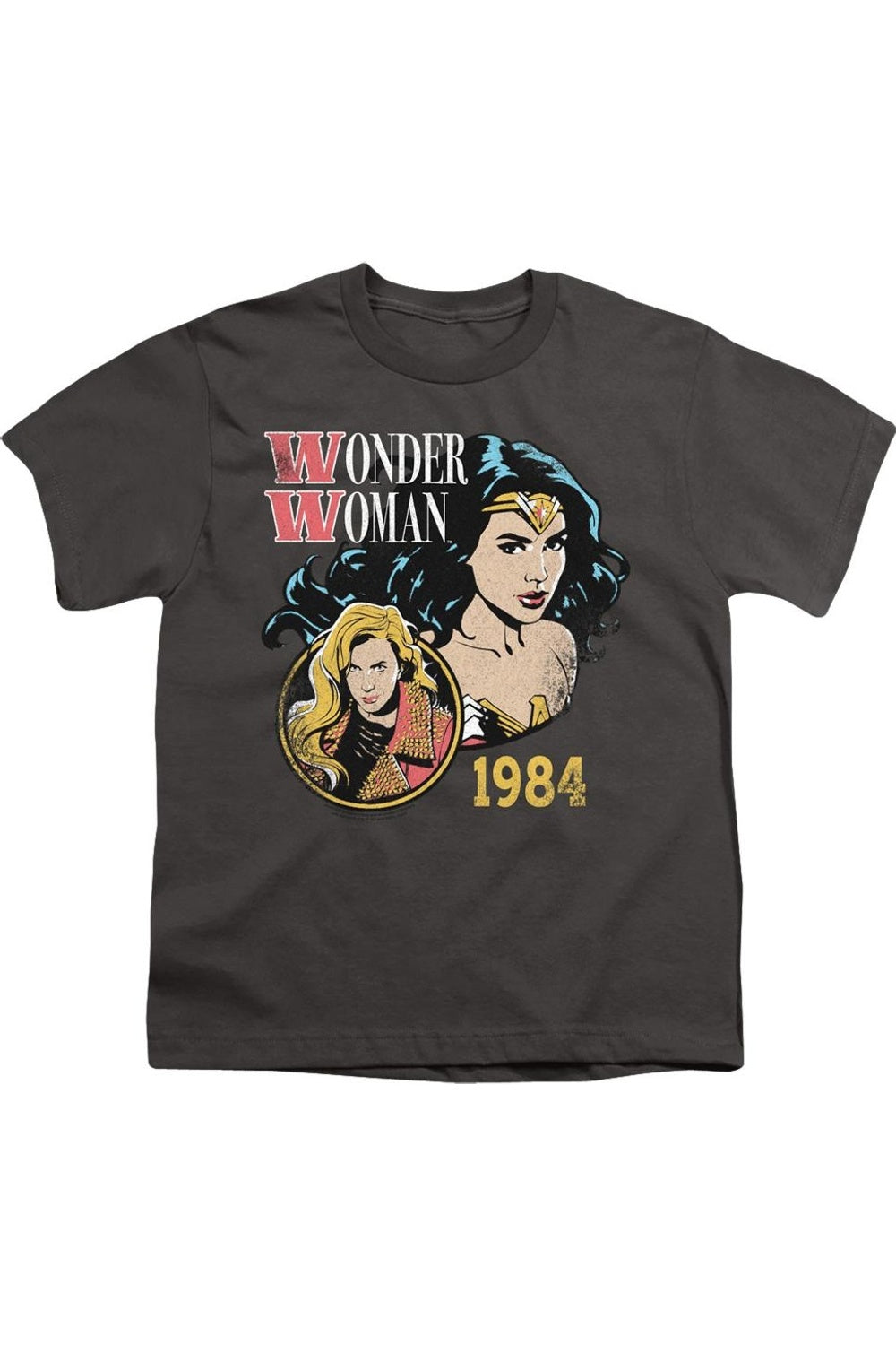 Футболка детская Wonder Woman 84 с коротким рукавом в ретро-стиле Gildan, Charcoal 
Футболка детская Wonder Woman 84 с коротким рукавом в ретро-стиле Gildan, Charcoal